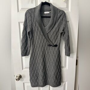 Calvin Klein Sweater Dress Size Medium Cable Knit Grey Party Cocktail Office